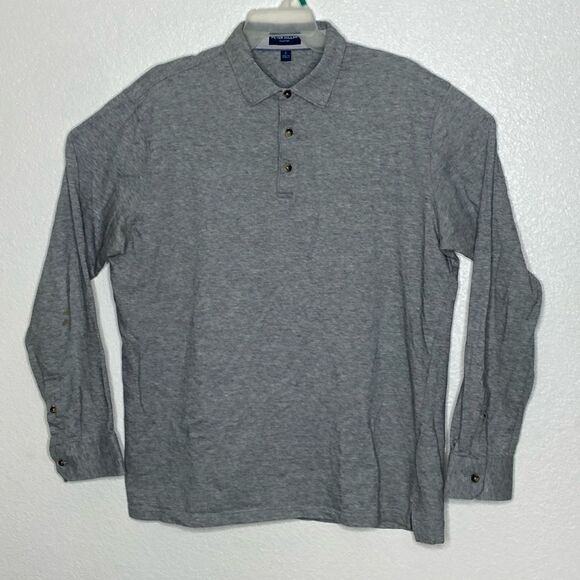 PETER MILLAR Collection Men’s Gray Long Sleeves Cashmere/ Cotton Blend Shirt L - Picture 1 of 6
